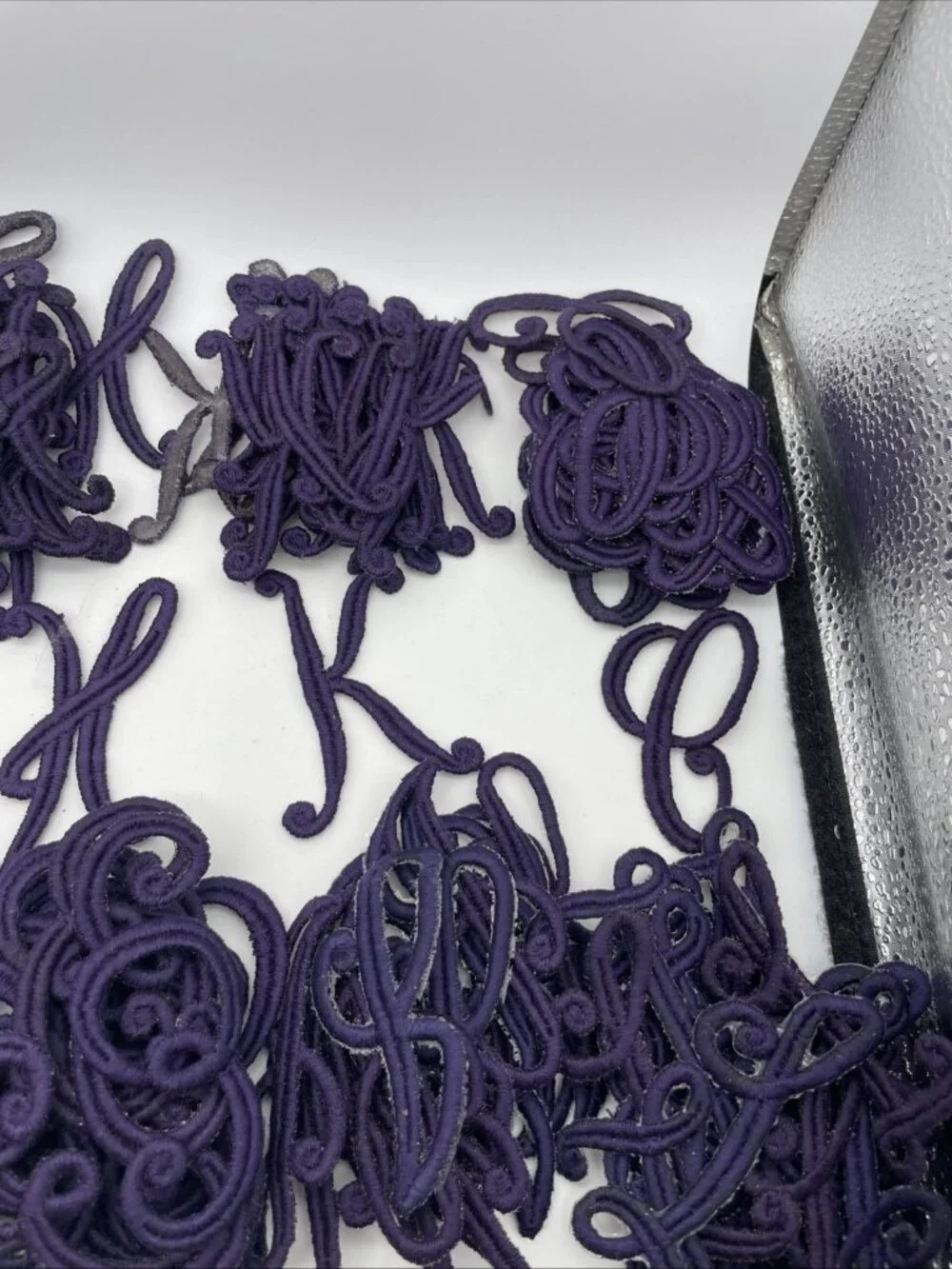 Vintage Monogram Script 3” Letters JC Nellissen Applique Patch Dark Purple Lot